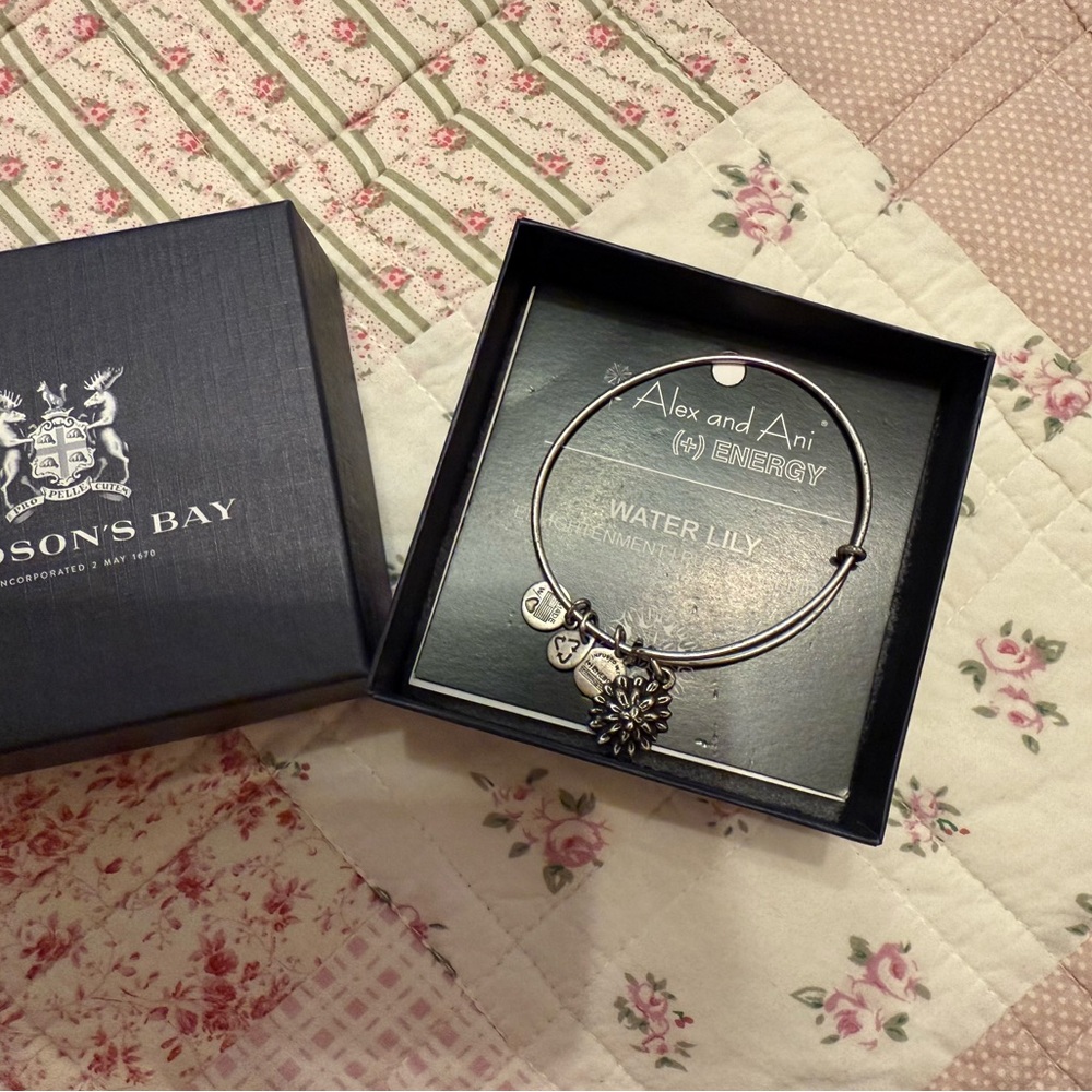 Alex and Ani Silver Water Lily Charm Bracelet